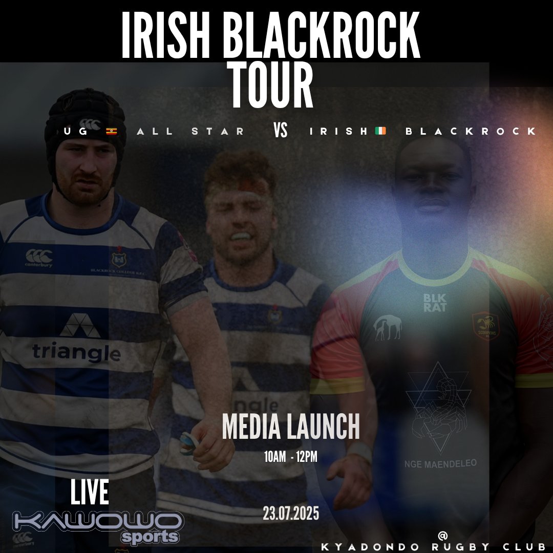 Atibu Saidi (@atibu_saidi) on Twitter photo 10am - 12pm we will be having a media launch for the 9 day tour and Fixture against Irish Blackrock lead by a rep from Irish Embassy and <a href="/UgandaRugby/">Uganda Rugby Union</a>
And unvailing of The Uganda All star team Capatain
Live updates via <a href="/kawowosports/">Kawowo Sports</a>
#UgAllStarVsIrelandBlackrock
#RugbyTours 10am - 12pm we will be having a media launch for the 9 day tour and Fixture against Irish Blackrock lead by a rep from Irish Embassy and <a href="/UgandaRugby/">Uganda Rugby Union</a>
And unvailing of The Uganda All star team Capatain
Live updates via <a href="/kawowosports/">Kawowo Sports</a>
#UgAllStarVsIrelandBlackrock
#RugbyTours