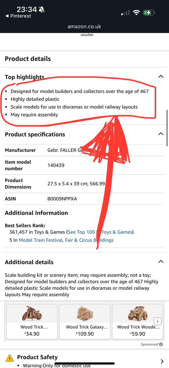 So why Amazon thinks I would want to buy a model fairground ride  not sure.  But also you need to be over the age of 467!!