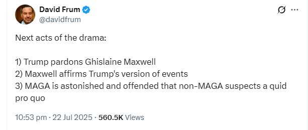 GrayConnolly's tweet image. David Frum's publisher Lauren Powell Jobs with Ghislaine Maxwell ... while insight has never been David Frum's strength, this is just bonkers even for him
