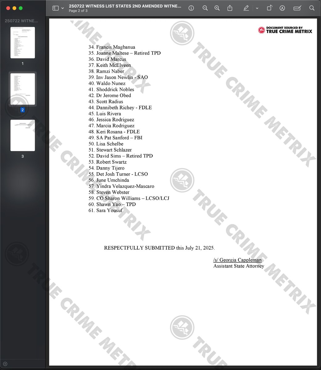 truecrimemetrix's tweet photo. All the State's shit! Final witnesses for Donna's trial 😉💋 #DonnaAdelson #AdelsonTrial #CharlieAdelson #WendiAdelson #WitnessList https://t.co/4BbKaILCfs