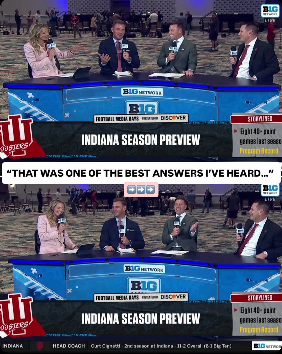 BigTenNetwork's tweet image. Hear from Curt Cignetti on what brings him the most satisfaction 🤣
#B1GFootball