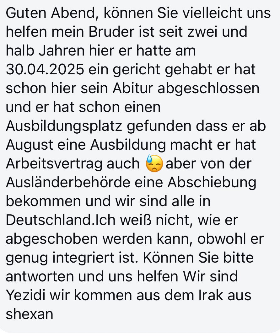 DuezenTekkal's tweet image. Es ist unbegreiflich, dass #Deutschland ausgerechnet die Opfer von #Islamismus abschiebt und die Täter hier gewähren lässt. Als Menschenrechtsorganisation bekommen wir hunderte dieser Hilferufe zugeschickt. Wir schieben Jesiden in Genozidgebiet ab. Das macht die hiesige…