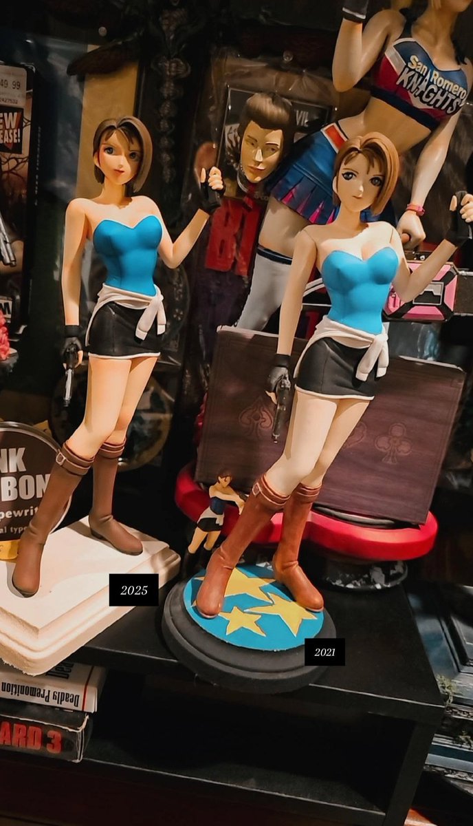 _Lachrymal_'s tweet image. This Kip Jill Valentine was one of my first kits. Just finished painting the second, its cool to see the comparison side by side 🥲