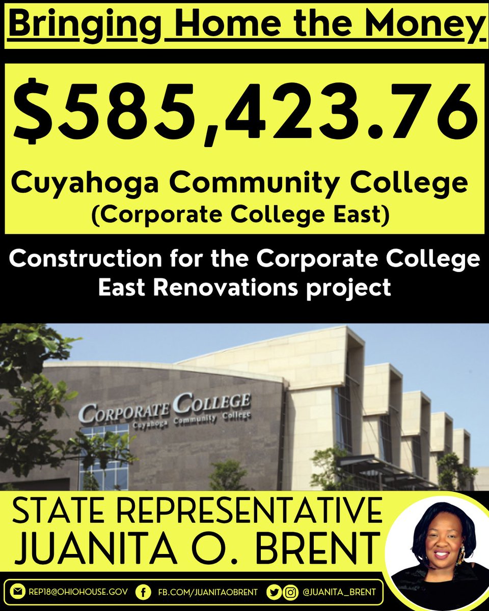 #BringingHomeTheMoney 💰 I’m proud to bring home $585,423.76 for Tri-C’s Corporate College East! This funding will go toward much-needed renovations that support students and strengthen our community. 💪🏾📚