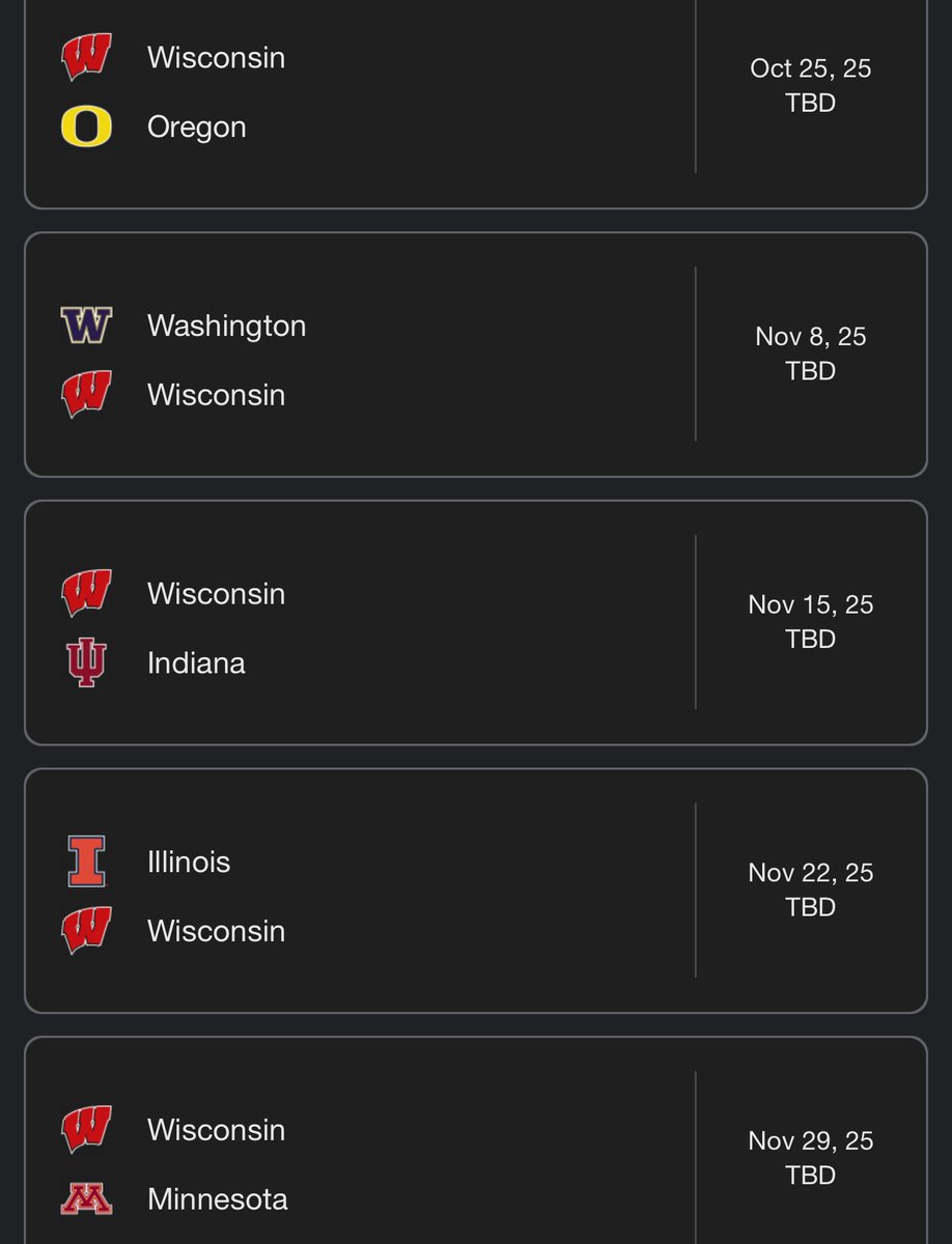 realfbllliason's tweet image. The Wisconsin Badgers 2025 schedule might be the hardest in college football! I will be shocked if Wisconsin gets to a bowl game! Winning 5 games in my opinion will be a struggle! Half the battle in 2025 comes down to your schedule & Wisconsin got the worst draw!