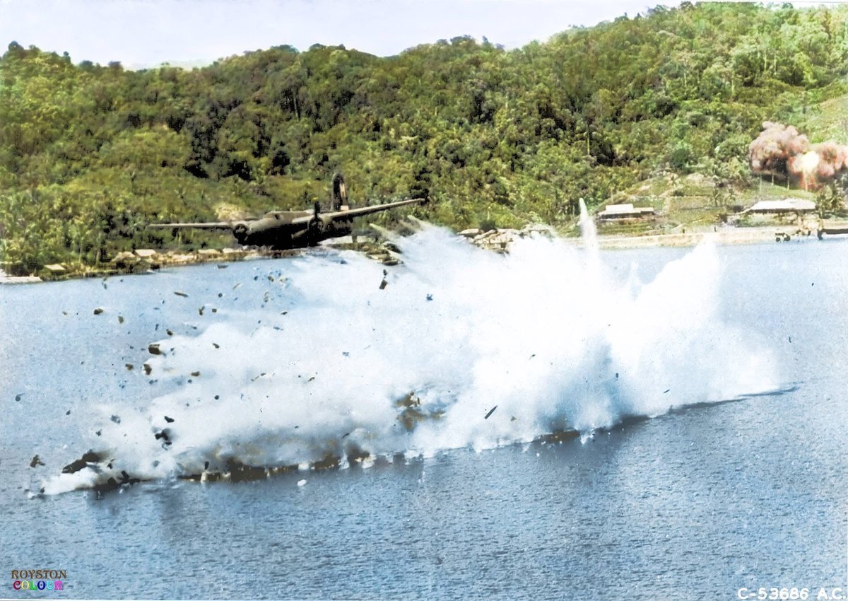VoicesofWW2's tweet image. 22 July 1944
During an air attack on a Japanese seaplane base and barge landing at Kokas, Enga, Dutch New Guinea,
a Douglas A-20G-25-DO Havoc light attack bomber, serial number 43-9432, was hit by anti-aircraft gunfire and crashed into the sea.
The pilot, 1st Lieutenant James L.…