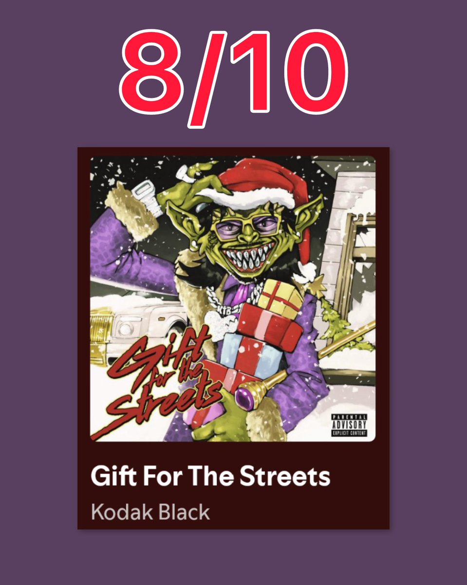 ObiTriceKenobi's tweet image. Kodak Black - Gift For The Streets
8/10
Talking Christmas in July for an album I enjoyed right away but got swept up in the Christmas/end of year shuffle a little
Full Review: instagram.com/p/DMa0KqhMYBU/…