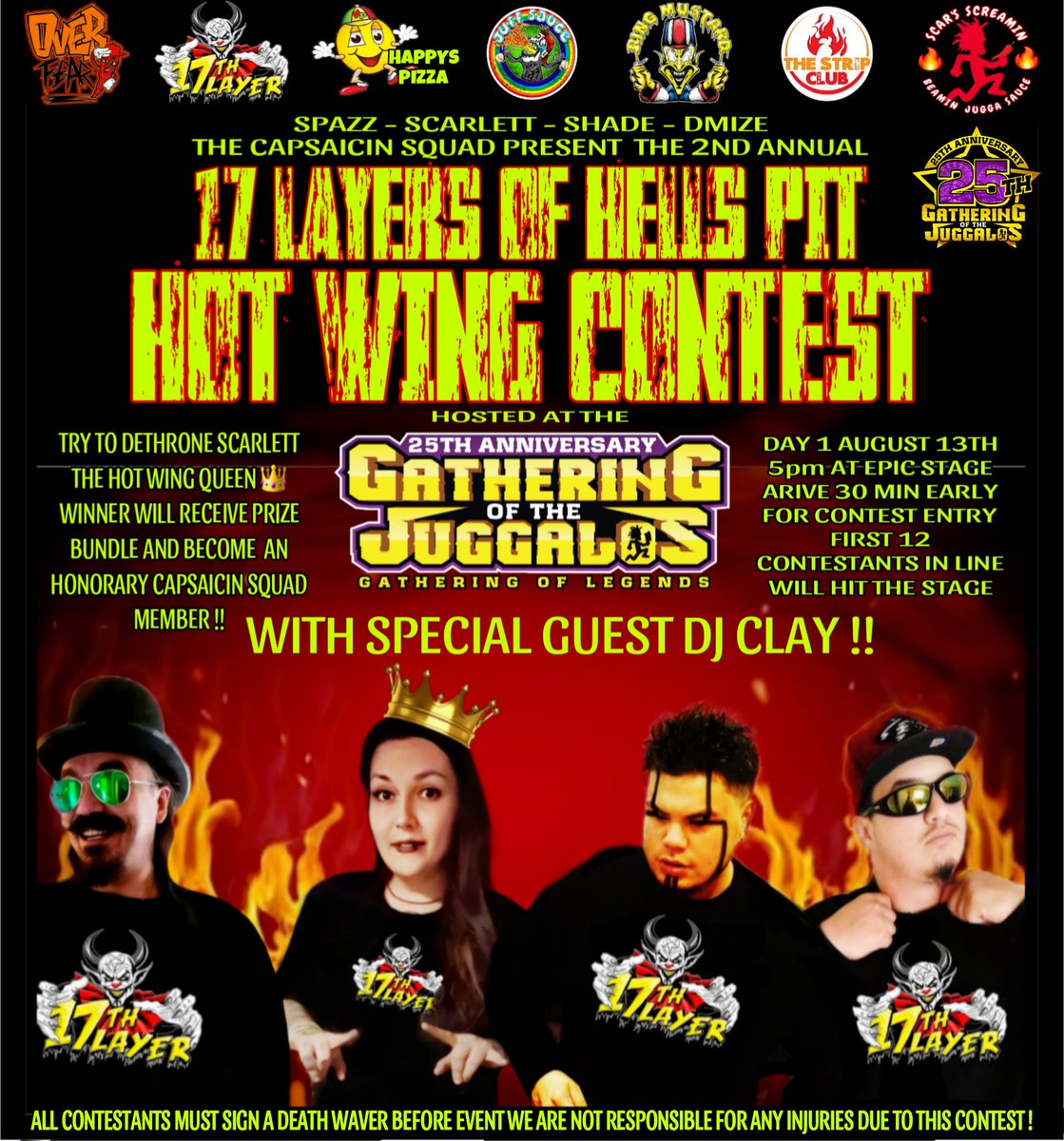 icp's tweet image. 𝗗𝗔𝗥𝗘 𝗘𝗡𝗧𝗘𝗥 𝗧𝗛𝗘 𝟭𝟳 𝗟𝗔𝗬𝗘𝗥𝗦 𝗢𝗙 𝗛𝗘𝗟𝗟’𝗦 𝗣𝗜𝗧 𝗛𝗢𝗧 𝗪𝗜𝗡𝗚 𝗘𝗔𝗧𝗜𝗡𝗚 𝗖𝗢𝗡𝗧𝗘𝗦𝗧 𝗔𝗧 𝗚𝗢𝗧𝗝?!?
Since the dawn of hell there has been a competition so wretched and brutal that the devil himself cowers in fear. This contest is known as the "17…