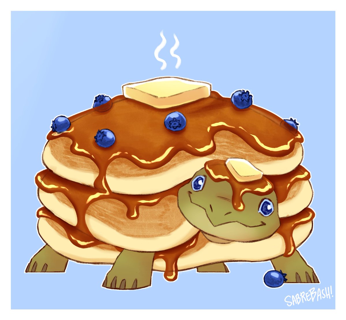 sabrebash's tweet image. colored the pancake turtle :)
