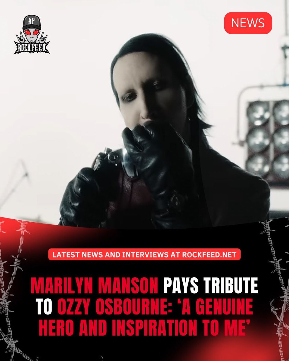 RockFeedNet's tweet image. Marilyn Manson has paid heartfelt tribute to Ozzy Osbourne, calling the late legend “a genuine hero and inspiration.”
In a recent post, Manson wrote:
“Ozzy was a genuine hero and inspiration to me. It was one of the greatest privileges in my life to have known him as a friend.…