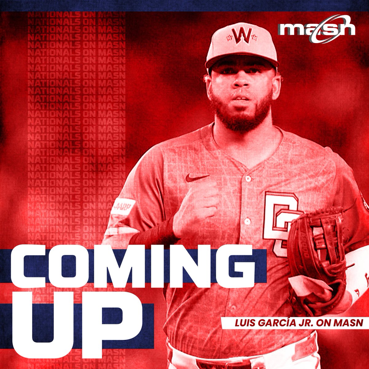 masnNationals's tweet image. Surprise! Luis García Jr. will be mic'd up for today's matchup with the Reds.