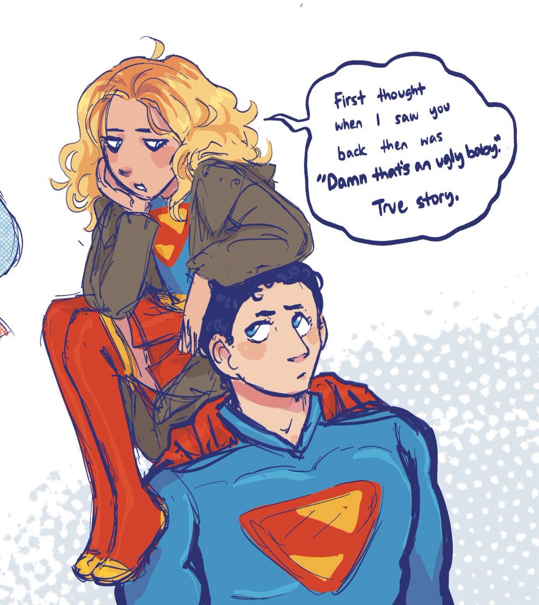 addahsbush's tweet image. tfw u cant let ur baby cousin know u love him more than life itself bc u gotta be the nonchalant and cool one #Superman2025 #supergirl