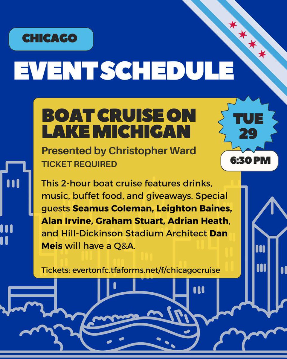 EvertonChicago's tweet image. Cant wait to welcome fellow Blues to Chicago for the Summer Series.
Full breakdown of events and activities below. Drop us a line of you have any questions or need help.
UTFT 🔵⚪️