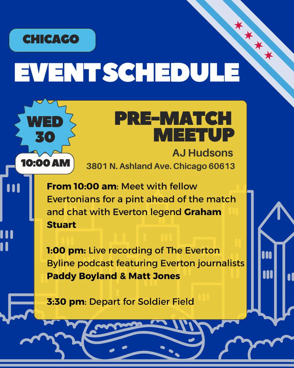 EvertonChicago's tweet image. Cant wait to welcome fellow Blues to Chicago for the Summer Series.
Full breakdown of events and activities below. Drop us a line of you have any questions or need help.
UTFT 🔵⚪️