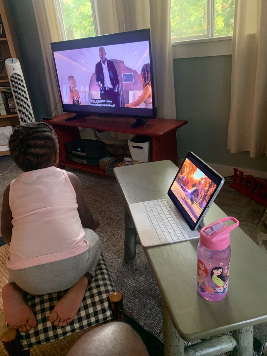 TA1297's tweet image. Put monsters inc on for her but she locked in on Fast 6. Girl is a ball knower