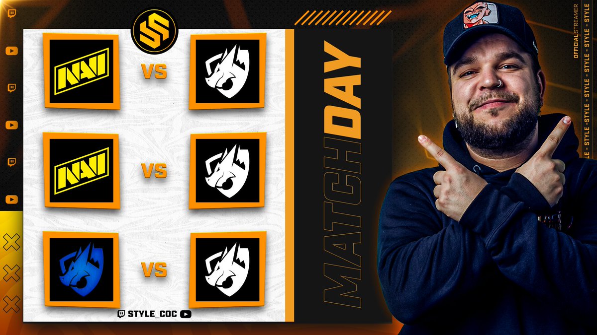 M I É R C O L E S ! 🥳

Día muy top! Stream súper temprano! 🥵

🏆 GCC - SSC - PCL

✅ NAVI 🆚 Elektros JP
✅ NAVI 🆚 Elektros JP
✅ Team Elektros 🆚 Elektros JP

15:00🇪🇸 10:00🇦🇷 07:00🇲🇽

🟣 twitch.tv/style_coc
🔴 youtube.com/live/DYnFwSiFv…