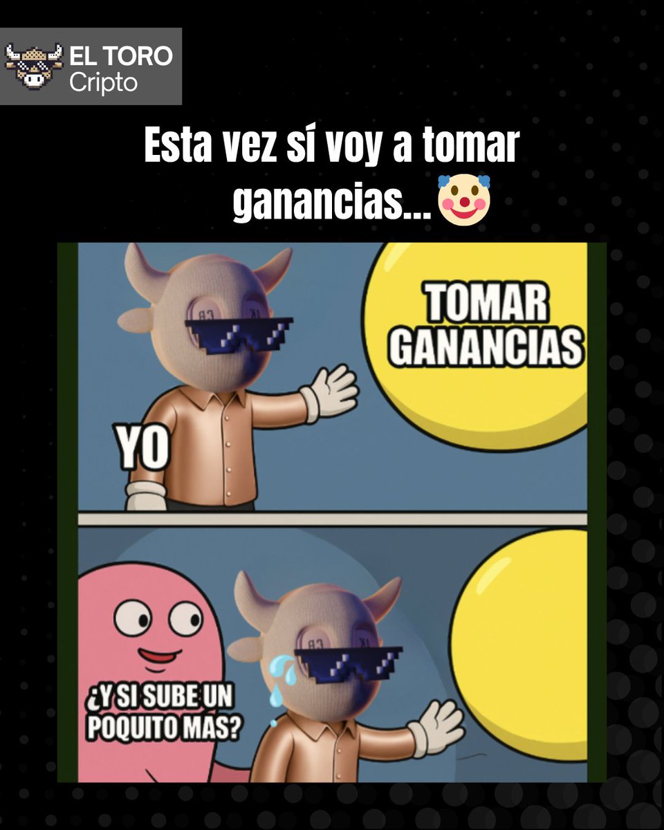 ElToroCripto's tweet image. Yo: “Esta vez sí voy a tomar ganancias…”

También yo: “¿Y si sube un poquito más?” 😅📉

Así es como uno pasa de +80% a -30% en cuestión de horas.

👇 Comenta si tú también has sido víctima de tu propia ambición.

#ElToroCripto #memescripto #tomarganancias #criptohumor #trading