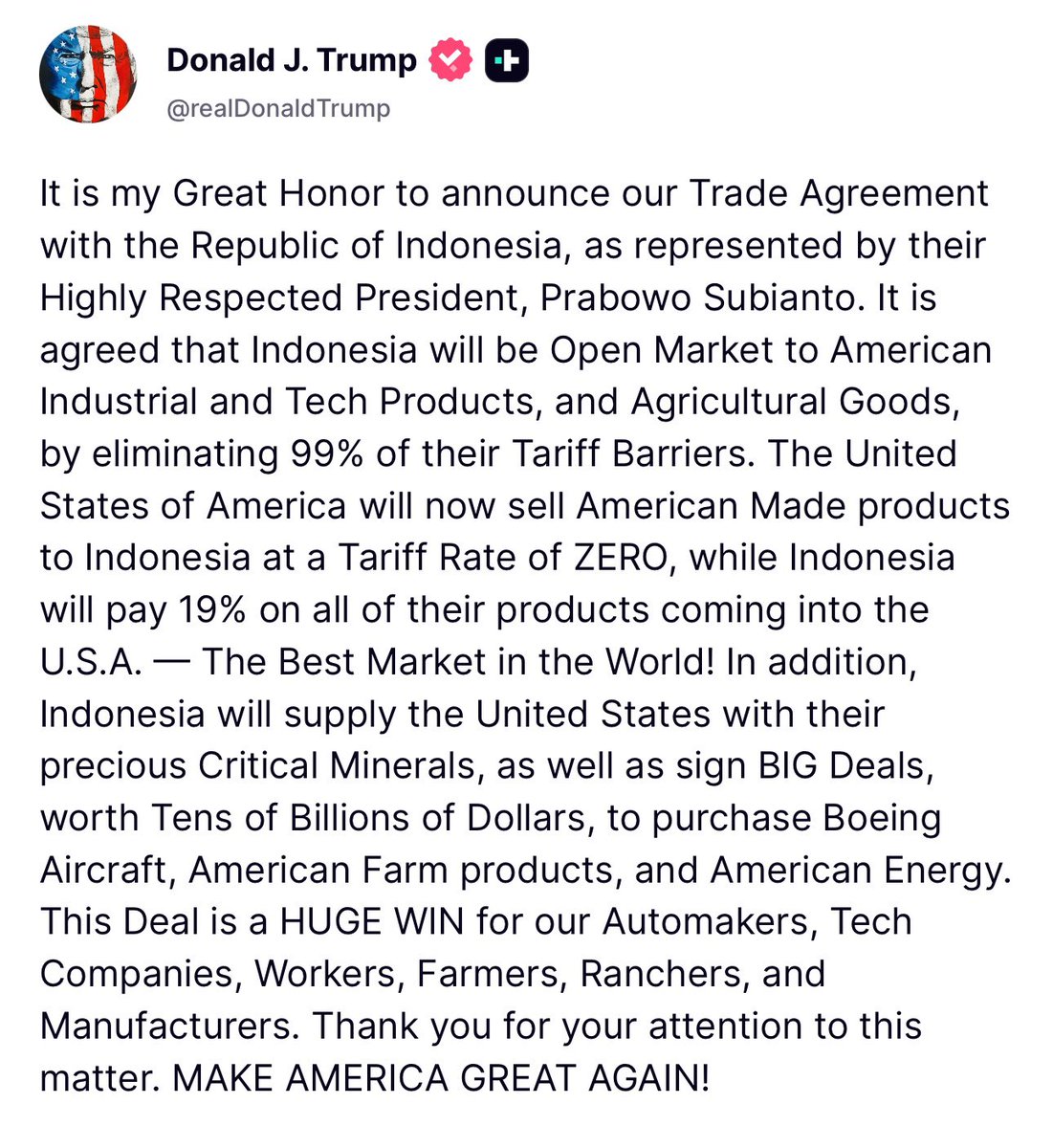 RepHarshbarger's tweet image. Another massive win for the United States. President Trump continues to usher in the Golden Age of America!
