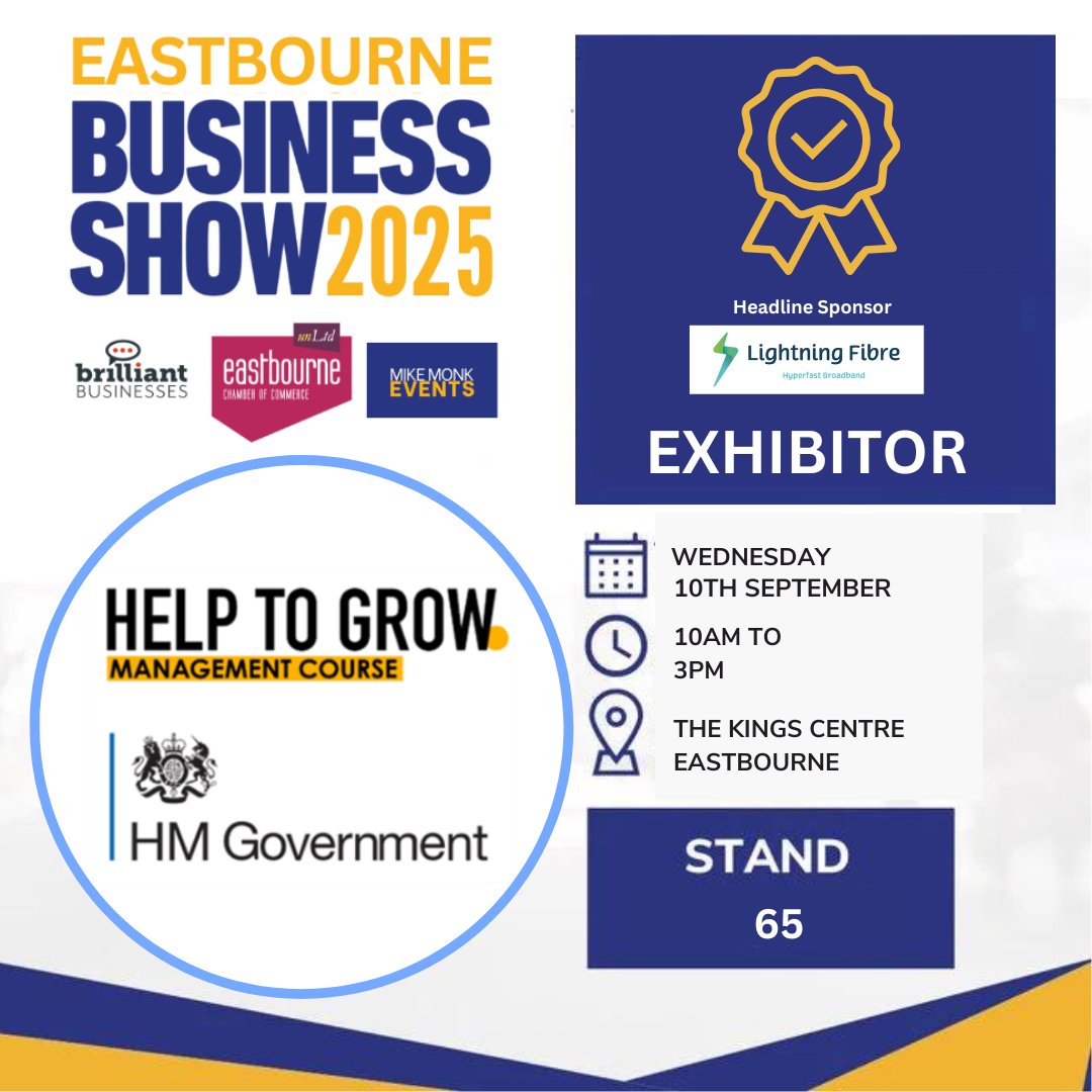 Michael Monk (@monkfranchising) on Twitter photo Find out about the Help To Grow Management Scheme, hosted by <a href="/uniofbrighton/">University of Brighton</a>, at Eastbourne Business Show on stand 65. Register for a free visitor pass or book one of the last stands at: tinyurl.com/45bnsyfs
#Eastbourne #Sussex #tradeshow Find out about the Help To Grow Management Scheme, hosted by <a href="/uniofbrighton/">University of Brighton</a>, at Eastbourne Business Show on stand 65. Register for a free visitor pass or book one of the last stands at: tinyurl.com/45bnsyfs
#Eastbourne #Sussex #tradeshow