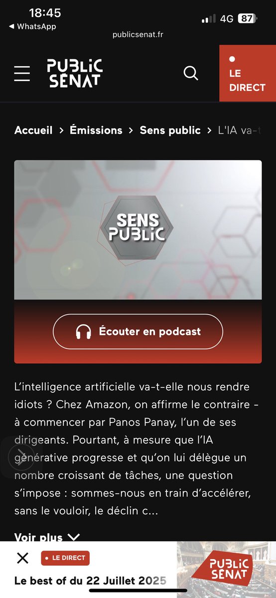 Céline DADOU @celinedadou.bsky.social (@csainx) on Twitter photo 🚨L'IA va-t-elle nous rendre stupides ?
🔥Débat de l’émission Sens public <a href="/publicsenat/">Public Sénat</a> (18.06) à (re)voir :
🔗 bit.ly/4lJhaQc
▪️S. Chokron (Dir. rech CNRS)
▪️L. Alexandre (Dr expert IA)
▪️B. Mao (rédac. chef)
▪️A. Oberdorff (éditorialiste)
<a href="/AcGuadeloupe/">Académie de la Guadeloupe</a> <a href="/DANE_971/">DRANE de Guadeloupe</a> #IA 🚨L'IA va-t-elle nous rendre stupides ?
🔥Débat de l’émission Sens public <a href="/publicsenat/">Public Sénat</a> (18.06) à (re)voir :
🔗 bit.ly/4lJhaQc
▪️S. Chokron (Dir. rech CNRS)
▪️L. Alexandre (Dr expert IA)
▪️B. Mao (rédac. chef)
▪️A. Oberdorff (éditorialiste)
<a href="/AcGuadeloupe/">Académie de la Guadeloupe</a> <a href="/DANE_971/">DRANE de Guadeloupe</a> #IA