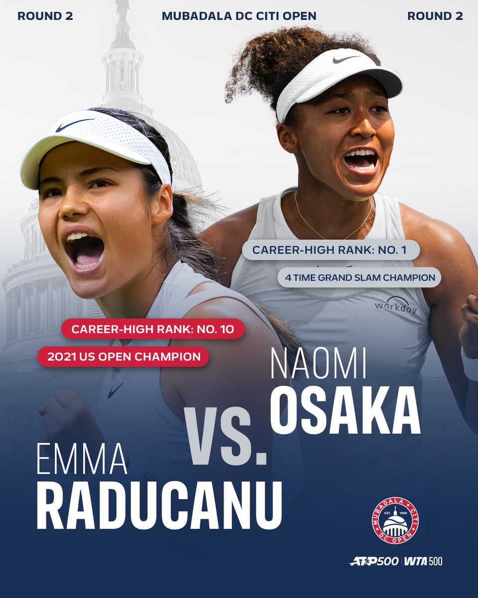 mubadalacitidc's tweet image. 🚨 THIS IS NOT A DRILL 🚨
@EmmaRaducanu faces @naomiosaka for the first time on Thursday!
#MubadalaCitiDCOpen