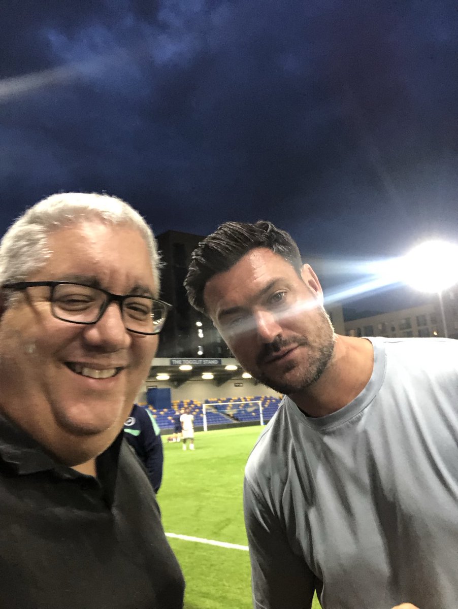 BroadcastMoose's tweet image. Great catching up with @AFCWimbledon manager Johnnie Jackson tonight at Plough Lane, good luck for the season ahead my friend