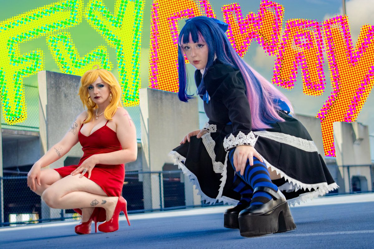 We’re angels, dick! 
A cosplay I’ll always love doing with <a href="/AderuKitten/">Rainbow Dash Jar IRL</a> especially since SEASON TWO IS OUT WOOO #PaSwG #pantyandstockingwithgarterbelt #PantyStocking 
Photo shot and edited by <a href="/DALGproductions/">DALG Productions</a> , text added in by me