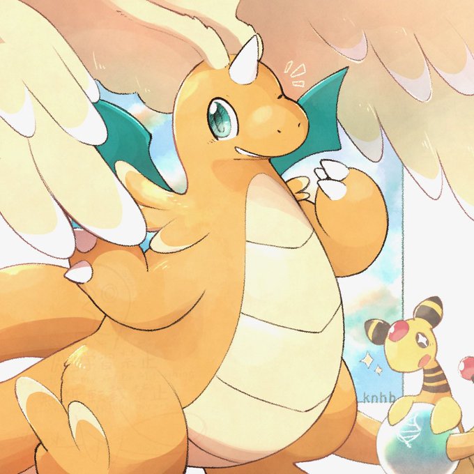 カイリュー 「久々に配達員姿のカイリューチャン(達)!」|KNHBのイラスト