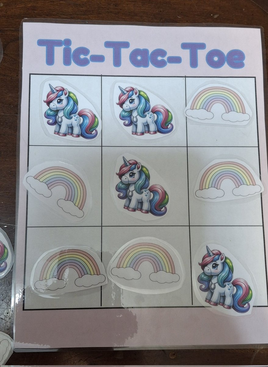 MysticRoseYT's tweet image. POV when you are a mom, but also crafty, you make your own  version of games. #TicTacToe #CraftyMom #unicorn #rainbow #DIY