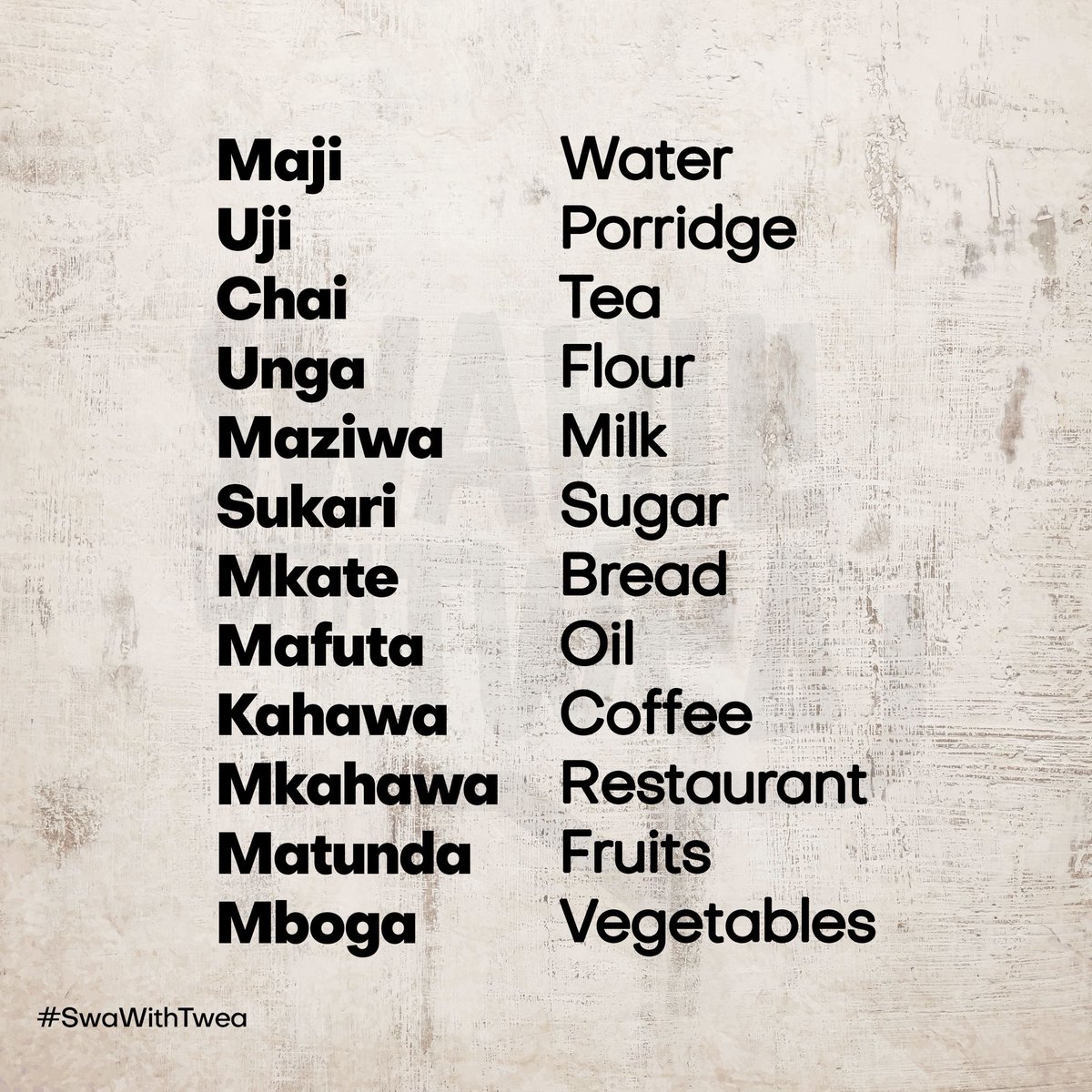 KiswahiliNaTwea's tweet image. Hamjambo
Learn #Swahili daily
#SwaWithTwea