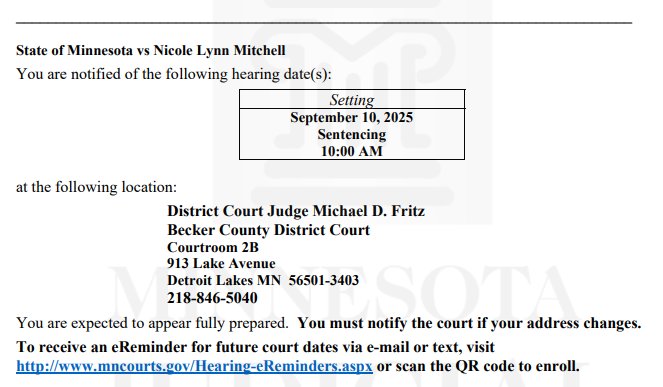 robdoar's tweet image. I wonder if Nicole Mitchell will delay resigning until sentencing now...🤔