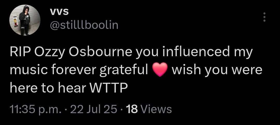 vvs_archive's tweet image. 馃毃 Vvs Unloads His Admiration For The Late Ozzy Osborn In An Emotionally Charged Post On X.
His Music Will Live On Through Vvs And WTTP 馃晩馃檹