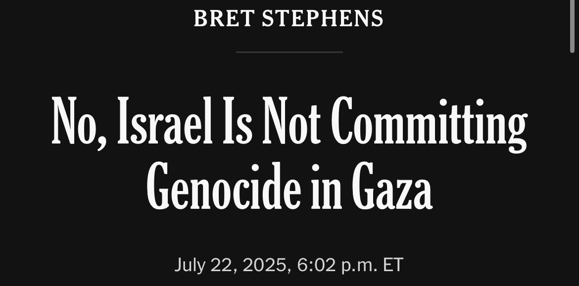 BL_Balthaser's tweet image. Apparently for the NYT, offering a range of opinions on their editorial page runs from, it’s a crime against humanity to commit the “destruction of a people in whole, or in part,” to “actually it’s just fine.”