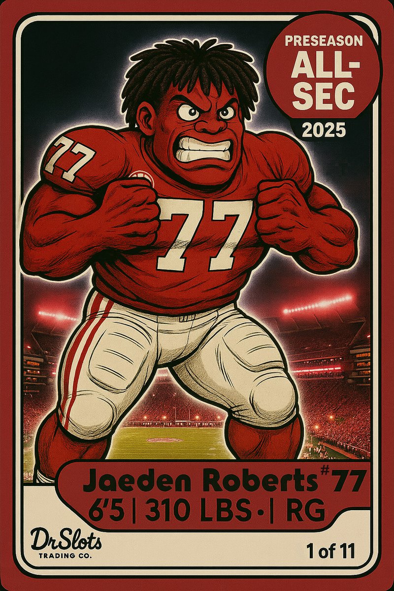 DrSlotsDrip's tweet image. Congrats @jaeden_kings for making the 2025 Preseason All-SEC Team! 💪🐘
Card #1 of 11 from the DrSlots Trading Co. series. 🔥
#RollTide