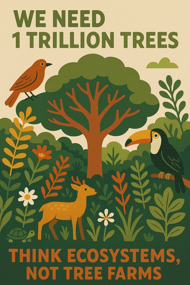 TF_Global's tweet image. We need 1 trillion trees. But not just any trees.
Reforestation works when it’s biodiverse, community-led, and locally rooted.
Monoculture plantations don’t cut it.
Think ecosystems, not tree farms.