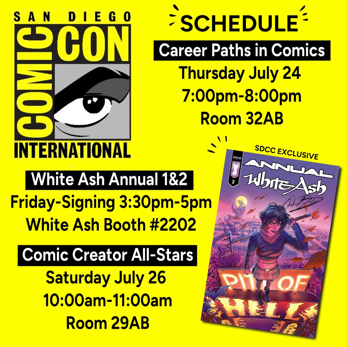 daileyart's tweet image. I'll be talking this year and signing a cover I did for the amazing @whiteashcomics ! I'm seriously so thankful to everyone who invited me to participate. If you're going to be around, please come by and say hi!