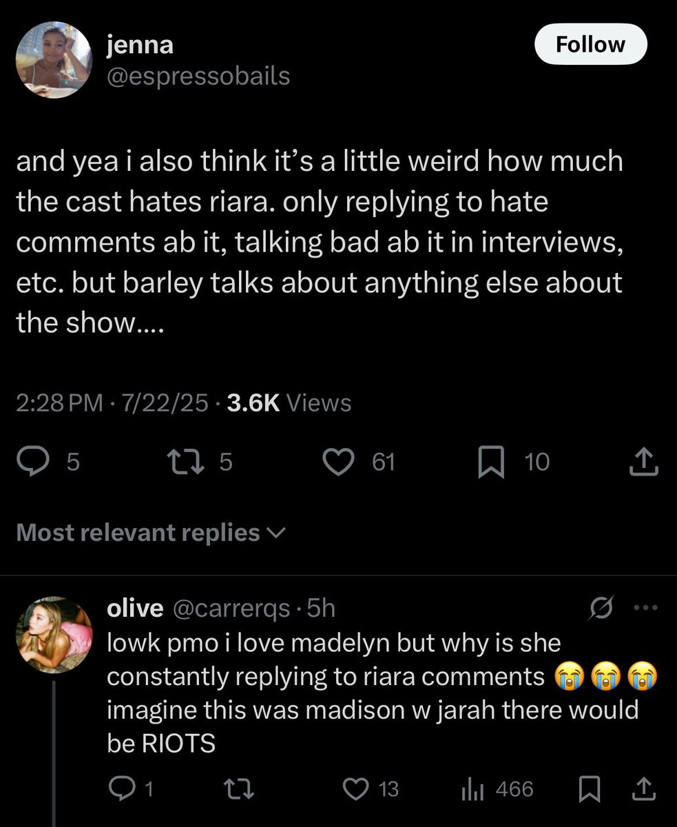 cursedhat's tweet image. didn’t m*delyn do the same thing with j*ara? why does anyone watch that show anymore when m*delyn clearly hates every ship her character is involved with.