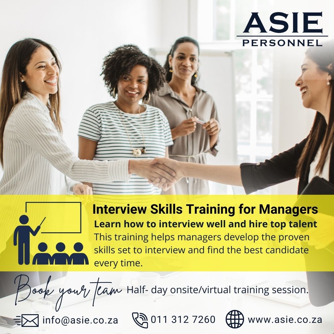 AsiePersonnel's tweet image. #Training: Interview Skills Training for Managers.
asie.co.za/about/  
linkedin.com/in/asenathvand… 

Get in touch for more information/to book your team.
E: info@asie.co.za | W: asie.co.za 

#asiepersonnel #interviewskillstraining #managementtraining
