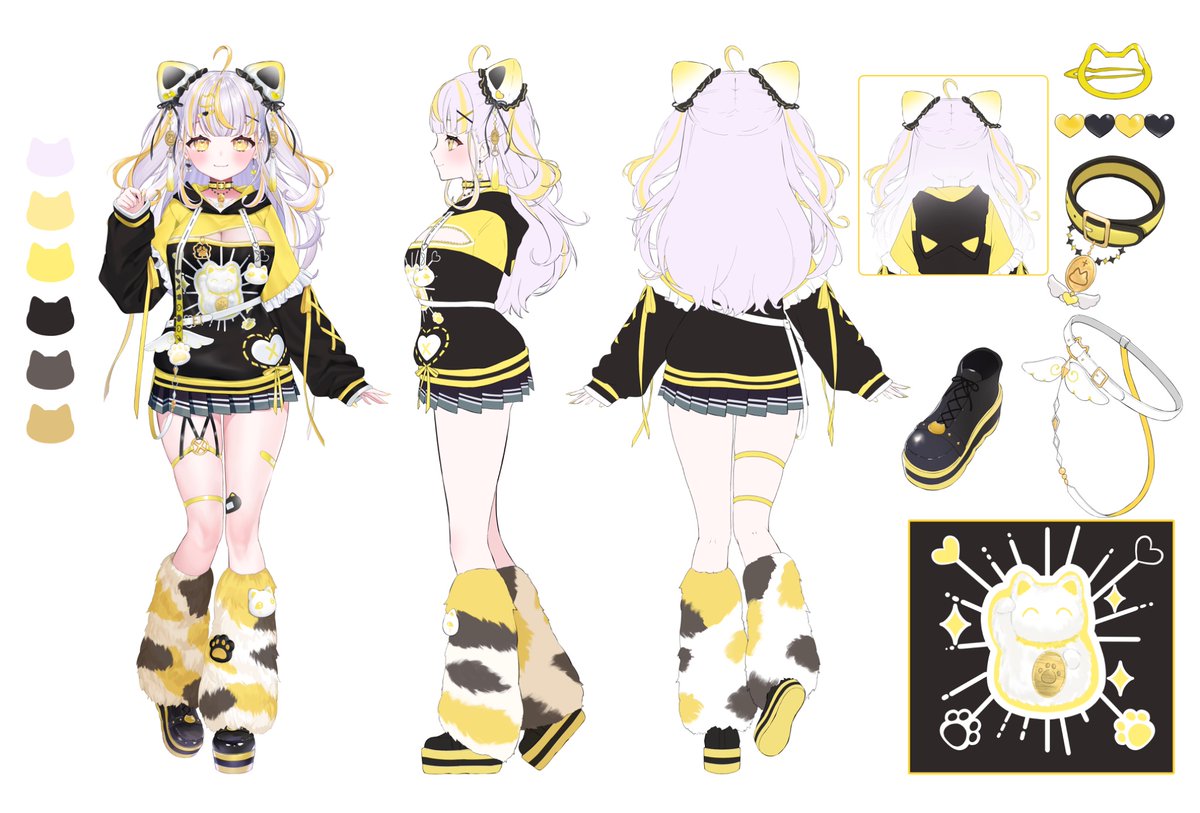 UtaneSuzukami's tweet image. #VTuberの三面図が見たい
日テレClaN×鈴穂ほたるママがたくさん話し合ってくれて、可愛く生んでもらった神たまの三面図❕
実はフード猫耳になってるんだよ〜!🐱