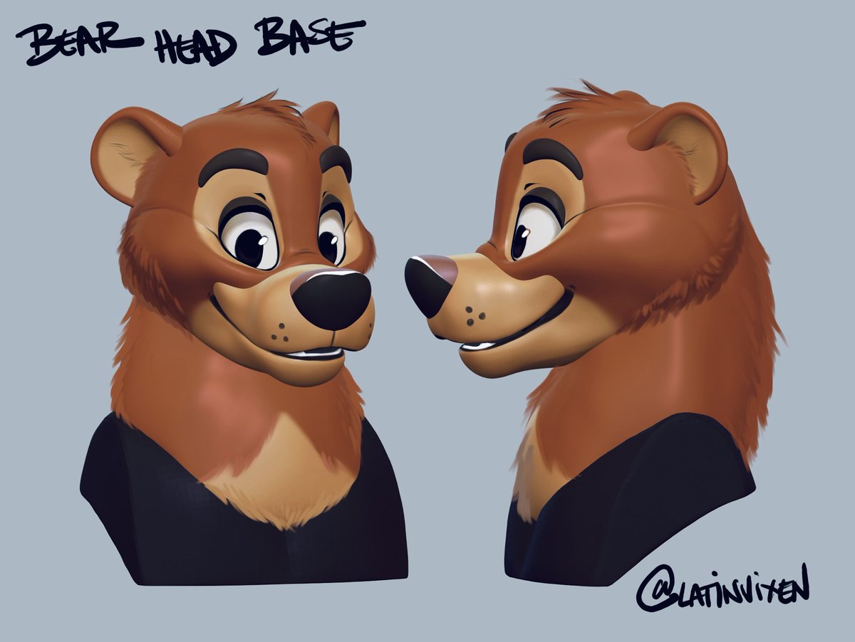 Latinvixen's tweet image. 3D bear head base I am working on to turn into a head kit for my patrons 😊 WIP