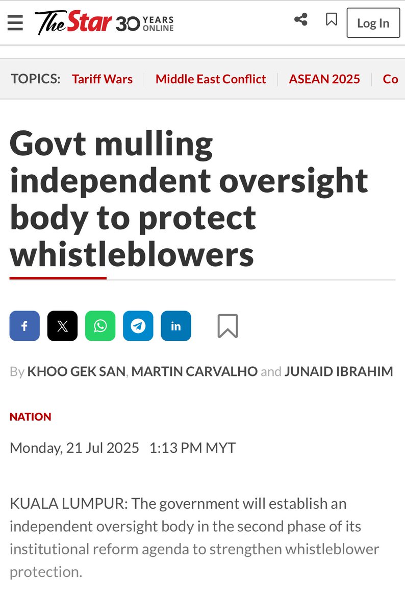AzalinaOthmanS's tweet image. MADANI BEKERJA

Liputan berita dalam akhbar-akhbar utama negara mengenai pindaan Akta Perlindungan Pemberi Maklumat yang dibentangkan oleh YB Dato’ Sri Azalina Othman Said, Menteri di Jabatan Perdana Menteri (Undang-Undang dan Reformasi Institusi) di Dewan Rakyat pada 22 Julai…