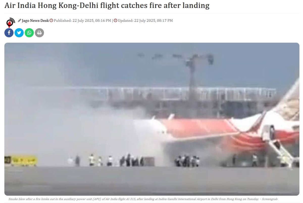 zhao_dashuai's tweet image. An Air India Airbus A321 flying from Hong Kong to New Delhi catches fire.
Are the indians are going to blame Airbus instead of Boeing?
Airlines of other countries will see a surge in bookings if they explicitly states they do not hire indian pilots or maintenance crew.