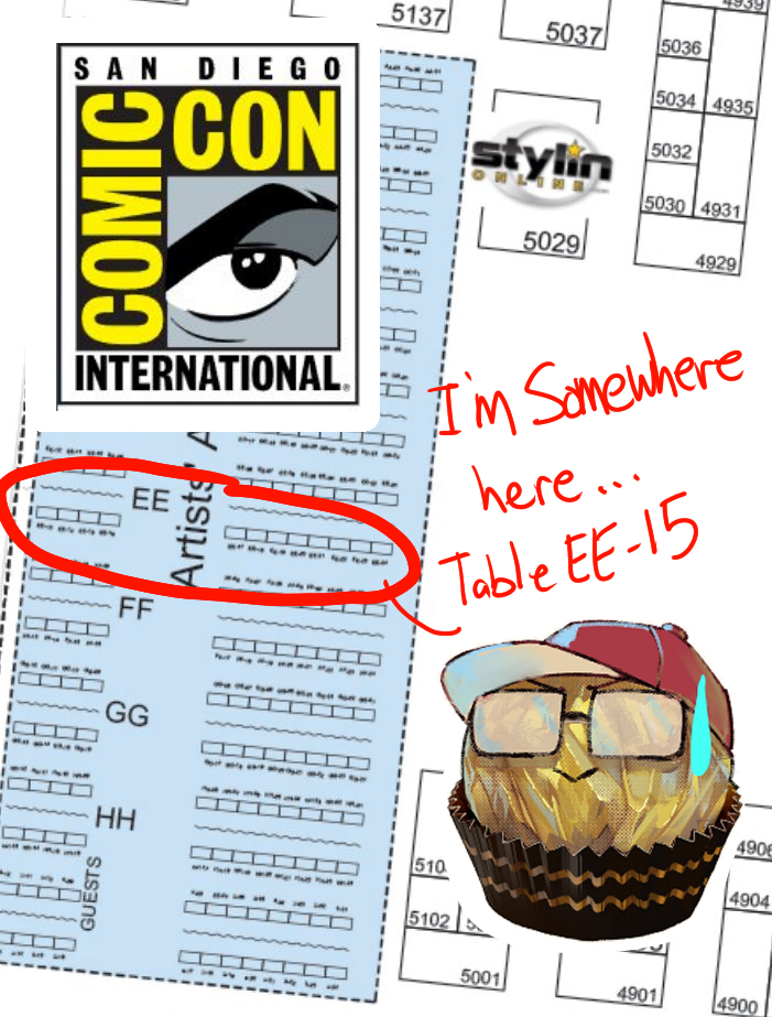 itadaki_yasu's tweet image. I'll be attending my very first SDCC~! The PDF of the guide was huge!! Artist alley is so tiny compared to whats in the exhibitor, so smol that zooming at 500%, i still cant see what number the AA tables are.
Anyhow, I'll be there all 4 days, so stop by if you can find me!!