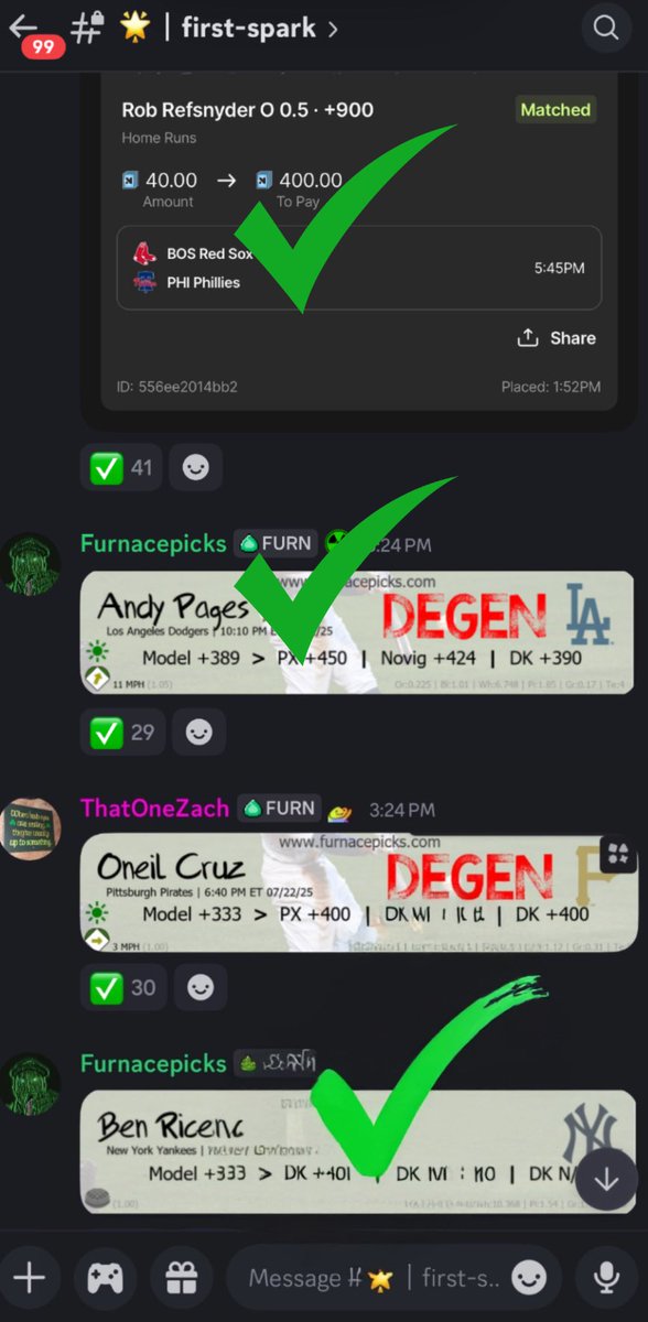Furnacepicks's tweet image. 🚨$100 going out to one person who likes / rts / comments quick if we cash another 🤯
Another +960 BAAANG
Brice Matthew’s +960 9.6u✅
Rob Refsnyder +900 9u ✅
Andy Pages +480 +4.8u ✅
Cody Bellinger +481 +4.8u ✅
Code FURNACE on @novig_app for a free month