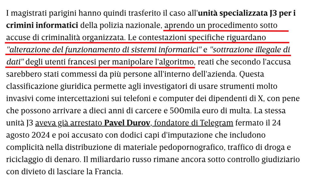 sonoclaudio's tweet image. .@X è sotto indagine in #Francia con l'accusa di favorire l'estrema destra con il suo algoritmo e non vuole collaborare con la magistratura.
Via, @wireditalia
🔗 wired.it/article/x-inda…