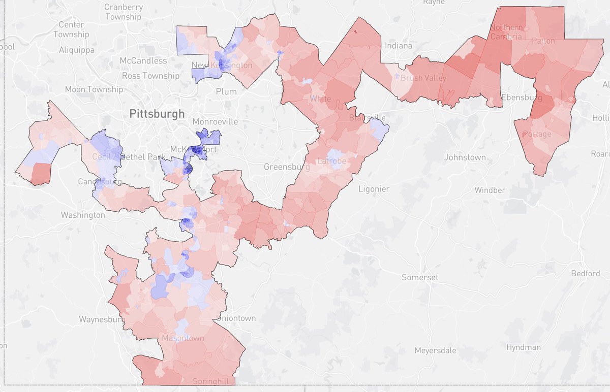 pamapguy's tweet image. In 1972, Pennsylvania had 25 congressional districts. I applied that to the modern population to create this monstrosity of a congressional district, which would’ve voted for George McGovern in 1972 and Doug Mastriano in 2022.
1972 Pres
McGovern +3.5
2022 Gov
Mastriano +3.2