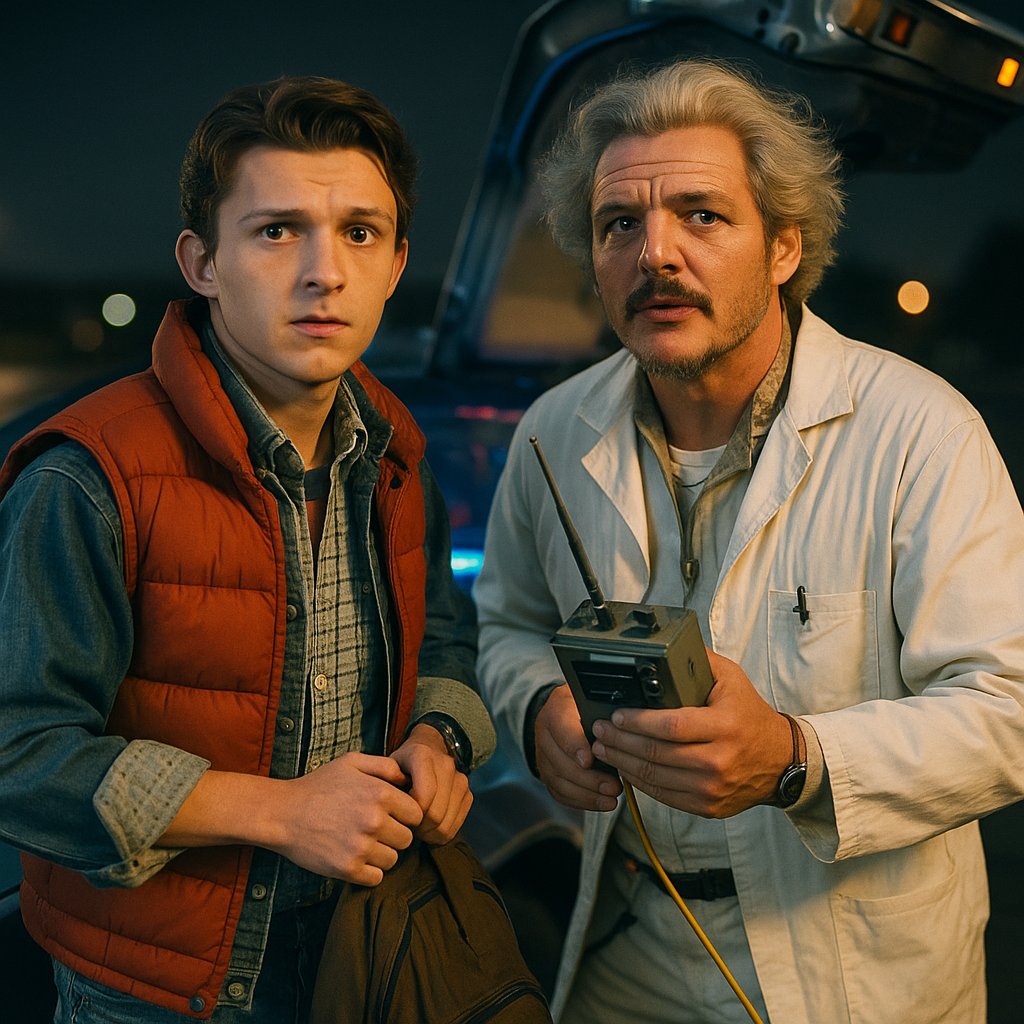 RevistaReload's tweet image. Insider crava Tom Holland e Pedro Pascal como Marty McFly e Doutor Brown no filme De Volta Para O Futuro - O Musical, previsto para 2027