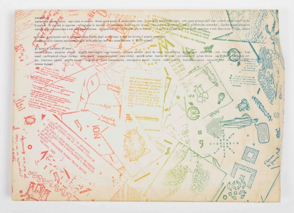 DlSPUTED's tweet image. Pantabox 69, 1970.
Box with 33 artists' contributions including texts, visual poetry, artists' booklets, photography and posters.