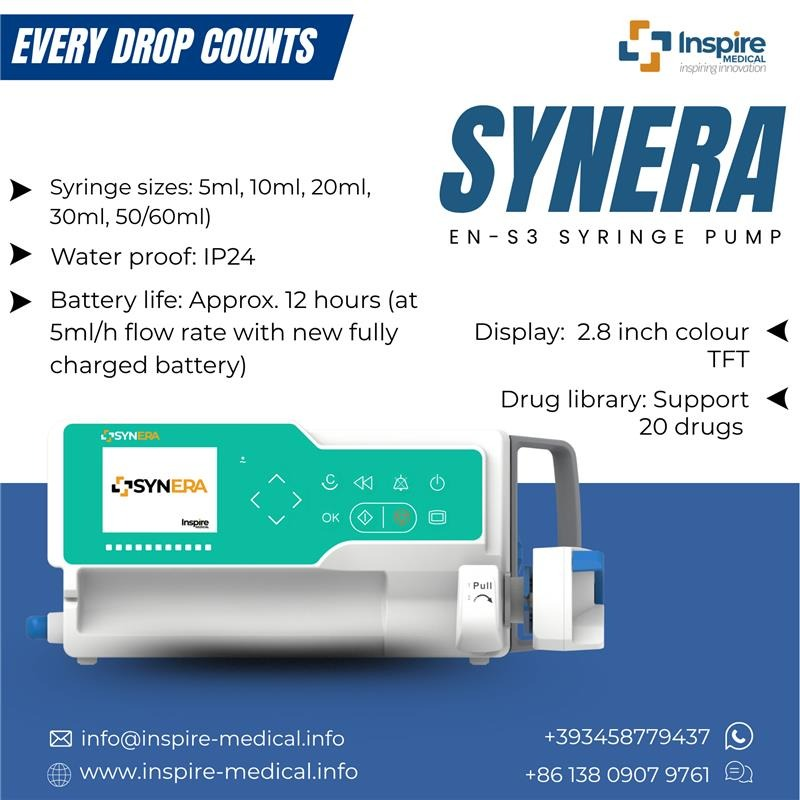 KhalidEldahab's tweet photo. Every drop counts.๐ง
Meet the SYNERA EN-S3 Syringe Pump โ smart, accurate & built for critical care.
โ 5โ60ml syringes
โ 12hr battery
โ 20-drug library
โ 2.8" TFT display
๐ https://t.co/iN8D0uoB9F
#MedTech #SyringePump #PatientCare #ICUTech #MedicalDevices #InspireMedical https://t.co/SGGyQtrdBS