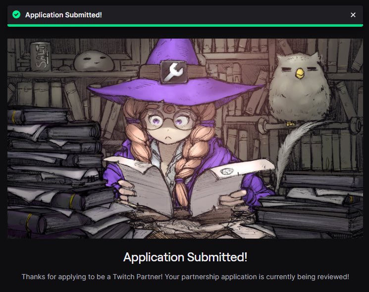 its been a long while, but i was able to finally apply for Twitch Partner💜